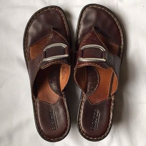 Born Leather Thong Flip Flop Wedge Sandals